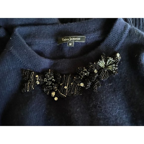 Tara Jarmon Wool Blend Beaded Sweater Ladies Medium - Picture 2 of 6